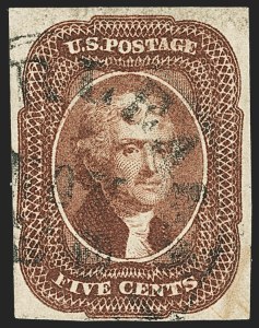 Sale 1150, Lot 573, 3c-5c 1851-56 Issue (Scott 11-12), 5c Red Brown (12) Sale 1150, Lot 573, 3c-5c 1851-56 Issue (Scott 11-12)