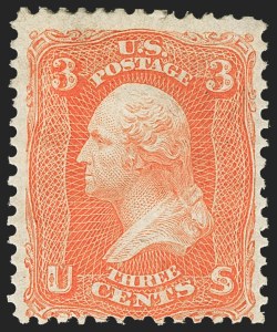 Sale 1150, Lot 667, 1861-66 Issue (Scott 62B-78), 3c Scarlet (74) Sale 1150, Lot 667, 1861-66 Issue (Scott 62B-78)