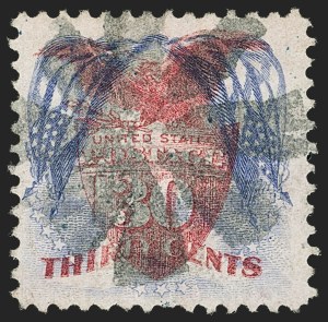 Sale 1150, Lot 736, 30c-90c 1869 Pictorial Issue and 30c Invert (Scott 121-122)