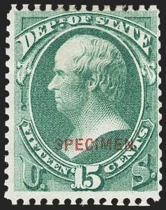 Sale 1156, Lot 3844, Officials, 15c State, Specimen Ovpt. (O64S) Sale 1156, Lot 3844, Officials