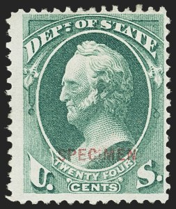 Sale 1156, Lot 3845, Officials, 24c State, Specimen Ovpt. (O65S) Sale 1156, Lot 3845, Officials