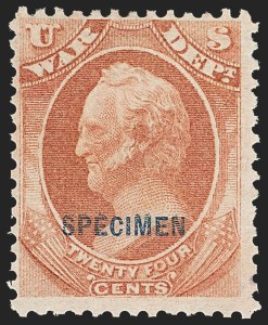 Sale 1156, Lot 3849, Officials, 24c War, Specimen Ovpt. (O91S) Sale 1156, Lot 3849, Officials