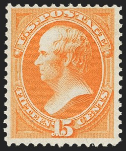 Sale 1162, Lot 256, 1870-71 National Bank Note Co. Grilled Issue (Scott 134-155), 15c Bright Orange (152) Sale 1162, Lot 256, 1870-71 National Bank Note Co. Grilled Issue (Scott 134-155)