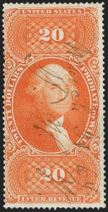 Sale 1166, Lot 1334, Revenues: First Issue, cont. (R96-R102), $20.00 Probate of Will, Perforated (R99c) Sale 1166, Lot 1334, Revenues: First Issue, cont. (R96-R102)