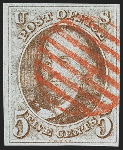 Sale 1166, Lot 549, 5c 1847 Issue (Scott 1)