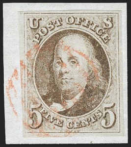 Sale 1166, Lot 555, 5c 1847 Issue (Scott 1)