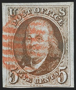 Sale 1166, Lot 564, 5c 1847 Issue (Scott 1)