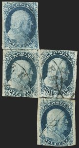 Sale 1166, Lot 593, 1c-3c 1851-56 Issue (Scott 5A-11A)