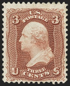 Sale 1166, Lot 717, 1875 Re-Issue of 1861-66 Issue (Scott 102-111), 3c Brown Red, Re-Issue (104) Sale 1166, Lot 717, 1875 Re-Issue of 1861-66 Issue (Scott 102-111)