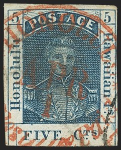 Sale 1172, Lot 1014, 1853-89 Kamehameha III Issues (Scott 5-7)