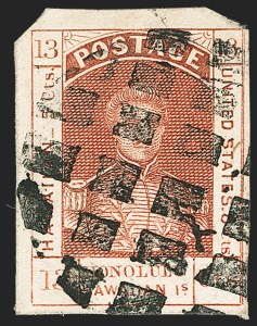 Sale 1172, Lot 1020, 1853-89 Kamehameha III Issues (Scott 5-7)