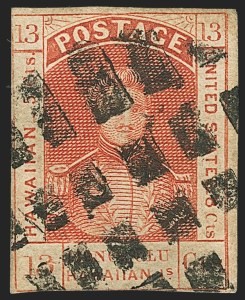 Sale 1172, Lot 1021, 1853-89 Kamehameha III Issues (Scott 5-7)