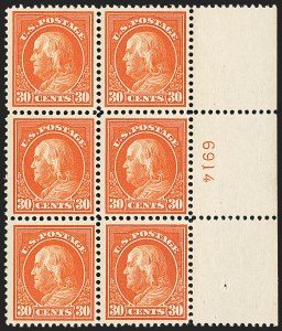 Sale 1172, Lot 715, 1912-14 Washington-Franklin Issue (Scott 405-423), 30c Orange Red (420) Sale 1172, Lot 715, 1912-14 Washington-Franklin Issue (Scott 405-423)