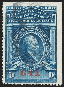 Sale 1179, Lot 2702, Revenues: Documentary, Proprietary, Stock Transfer, $500.00 Blue, Series of 1914 (R226) Sale 1179, Lot 2702, Revenues: Documentary, Proprietary, Stock Transfer