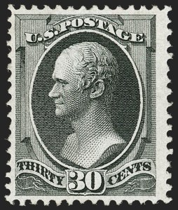 Sale 1187, Lot 252, 1870-71 National Bank Note Co. Ungrilled Issue (Scott 145-155), 30c Black (154) Sale 1187, Lot 252, 1870-71 National Bank Note Co. Ungrilled Issue (Scott 145-155)
