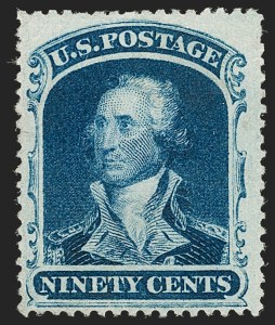 Sale 1192, Lot 141, 1857-60 Issue (Scott 18-39), 90c Blue (39) Sale 1192, Lot 141, 1857-60 Issue (Scott 18-39)