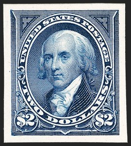 Sale 1192, Lot 37, Essays, Proofs and Specimens, $2.00 Dark Blue, Plate Proof on Card (262P4) Sale 1192, Lot 37, Essays, Proofs and Specimens