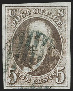 Sale Number 1197, Lot Number 1522, 5c 1847 Issue (Scott 1) Sale Number 1197, Lot Number 1522, 5c 1847 Issue (Scott 1)