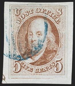 Sale 1197, Lot 1530, 5c 1847 Issue (Scott 1)