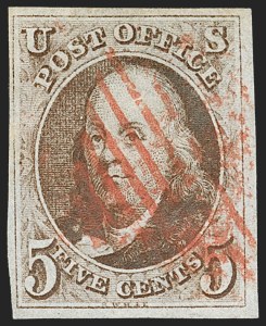 Sale 1197, Lot 1535, 5c 1847 Issue (Scott 1)