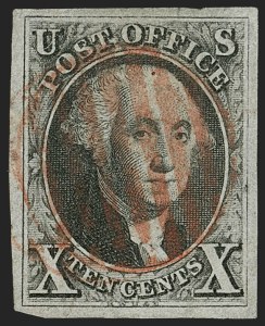 Sale 1197, Lot 1557, 10c 1847 Issue (Scott 2)