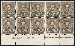 Sale 1201, Lot 2071, Imprint and Plate Number Blocks
