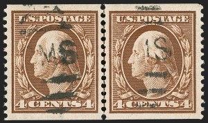 Sale Number 1202, Lot Number 2360, 1908-12 Perf 12 Horizontal Coils, Double-Line Watermark (Scott 352-356) Sale Number 1202, Lot Number 2360, 1908-12 Perf 12 Horizontal Coils, Double-Line Watermark (Scott 352-356)