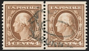 Sale 1202, Lot 2361, 1908-12 Perf 12 Horizontal Coils, Double-Line Watermark (Scott 352-356)