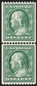 Sale 1202, Lot 2377, 1910 Perf 12 Vertical Coils, Single-Line Watermark (Scott 385-386)