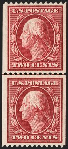 Sale 1202, Lot 2383, 1910 Perf 12 Vertical Coils, Single-Line Watermark (Scott 385-386)