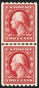 Sale 1202, Lot 2406, 1910 Perf 8.5 Vertical Coils, Single-Line Watermark (Scott 390-391)