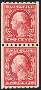 Sale 1202, Lot 2407, 1910 Perf 8.5 Vertical Coils, Single-Line Watermark (Scott 390-391)