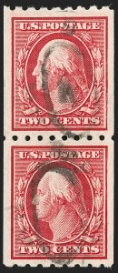 Sale 1202, Lot 2411, 1910 Perf 8.5 Vertical Coils, Single-Line Watermark (Scott 390-391)