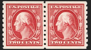 Sale 1202, Lot 2419, 1910-13 Perf 8.5 Horizontal Coils, Single-Line Watermark (Scott 392-396)