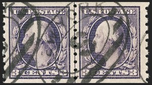 Sale 1202, Lot 2429, 1910-13 Perf 8.5 Horizontal Coils, Single-Line Watermark (Scott 392-396)