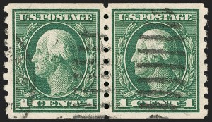 Sale 1202, Lot 2461, 1912 Perf 8.5 Coils, Single-Line Watermark (Scott 410-413)