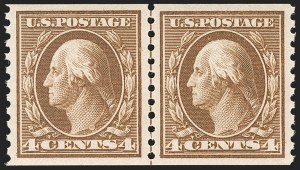 Sale Number 1202, Lot Number 2501, 1914 Perf 10 Horizontal Coils, Single-Line Watermark (Scott 443-447) Sale Number 1202, Lot Number 2501, 1914 Perf 10 Horizontal Coils, Single-Line Watermark (Scott 443-447)