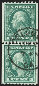 Sale Number 1202, Lot Number 2517, 1915 Perf 10 Vertical Rotary Press Coils, Single-Line Watermark (Scott 448-449)