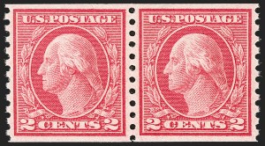 Sale Number 1202, Lot Number 2537, 1915 Perf 10 Horizontal Rotary Press Coils, Single-Line Watermark (Scott 450-459) Sale Number 1202, Lot Number 2537, 1915 Perf 10 Horizontal Rotary Press Coils, Single-Line Watermark (Scott 450-459)