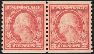 Sale Number 1202, Lot Number 2542, 1915 Perf 10 Horizontal Rotary Press Coils, Single-Line Watermark (Scott 450-459) Sale Number 1202, Lot Number 2542, 1915 Perf 10 Horizontal Rotary Press Coils, Single-Line Watermark (Scott 450-459)