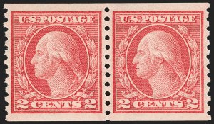 Sale Number 1202, Lot Number 2543, 1915 Perf 10 Horizontal Rotary Press Coils, Single-Line Watermark (Scott 450-459) Sale Number 1202, Lot Number 2543, 1915 Perf 10 Horizontal Rotary Press Coils, Single-Line Watermark (Scott 450-459)