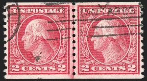 Sale Number 1202, Lot Number 2545, 1915 Perf 10 Horizontal Rotary Press Coils, Single-Line Watermark (Scott 450-459) Sale Number 1202, Lot Number 2545, 1915 Perf 10 Horizontal Rotary Press Coils, Single-Line Watermark (Scott 450-459)