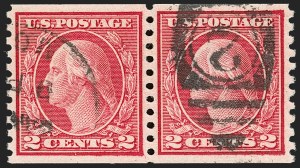 Sale Number 1202, Lot Number 2546, 1915 Perf 10 Horizontal Rotary Press Coils, Single-Line Watermark (Scott 450-459) Sale Number 1202, Lot Number 2546, 1915 Perf 10 Horizontal Rotary Press Coils, Single-Line Watermark (Scott 450-459)
