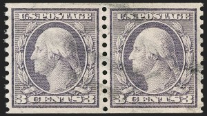 Sale Number 1202, Lot Number 2558, 1915 Perf 10 Horizontal Rotary Press Coils, Single-Line Watermark (Scott 450-459) Sale Number 1202, Lot Number 2558, 1915 Perf 10 Horizontal Rotary Press Coils, Single-Line Watermark (Scott 450-459)