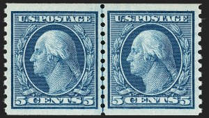 Sale Number 1202, Lot Number 2565, 1915 Perf 10 Horizontal Rotary Press Coils, Single-Line Watermark (Scott 450-459)