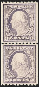 Sale Number 1202, Lot Number 2592, 1916-18 Perf 10 Vertical Rotary Press Coils, Unwatermarked (Scott 486-489)