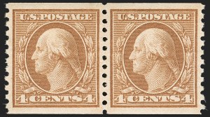 Sale 1202, Lot 2625, 1916-18 Perf 10 Horizontal Rotary Press Coils, Unwatermarked (Scott 490-497)