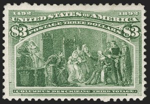 Sale 1206, Lot 256, 1893 Columbian Issue (Scott 230-245), $3.00 Columbian (243) Sale 1206, Lot 256, 1893 Columbian Issue (Scott 230-245)