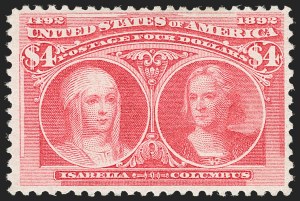 Sale 1206, Lot 257, 1893 Columbian Issue (Scott 230-245), $4.00 Columbian (244) Sale 1206, Lot 257, 1893 Columbian Issue (Scott 230-245)