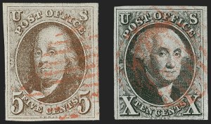 Sale 1217, Lot 672, 1847 Issue (Scott 1-2)